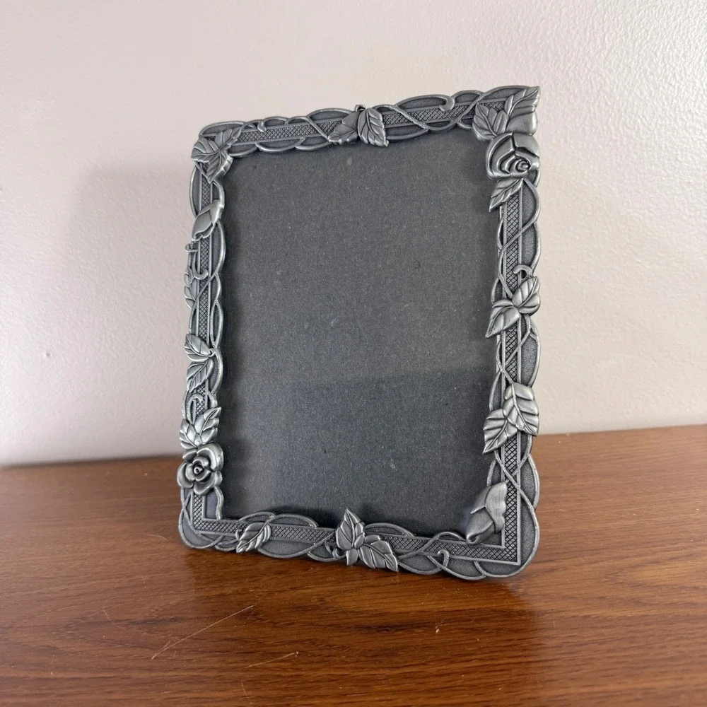 Decorel Silver Tone Rose Floral Picture Frame 5x7 Ornate Victorian Cottagecore